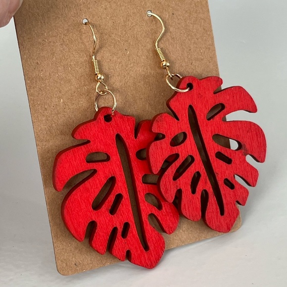PALM EARRINGS | Wood | NWT - Picture 1 of 4